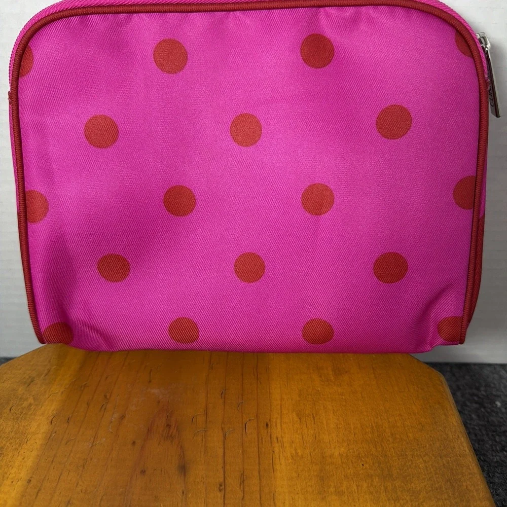 Clinique x Kate Spade Cosmetic Makeup‎ Bag Pink Polka Dots Travel Vacation